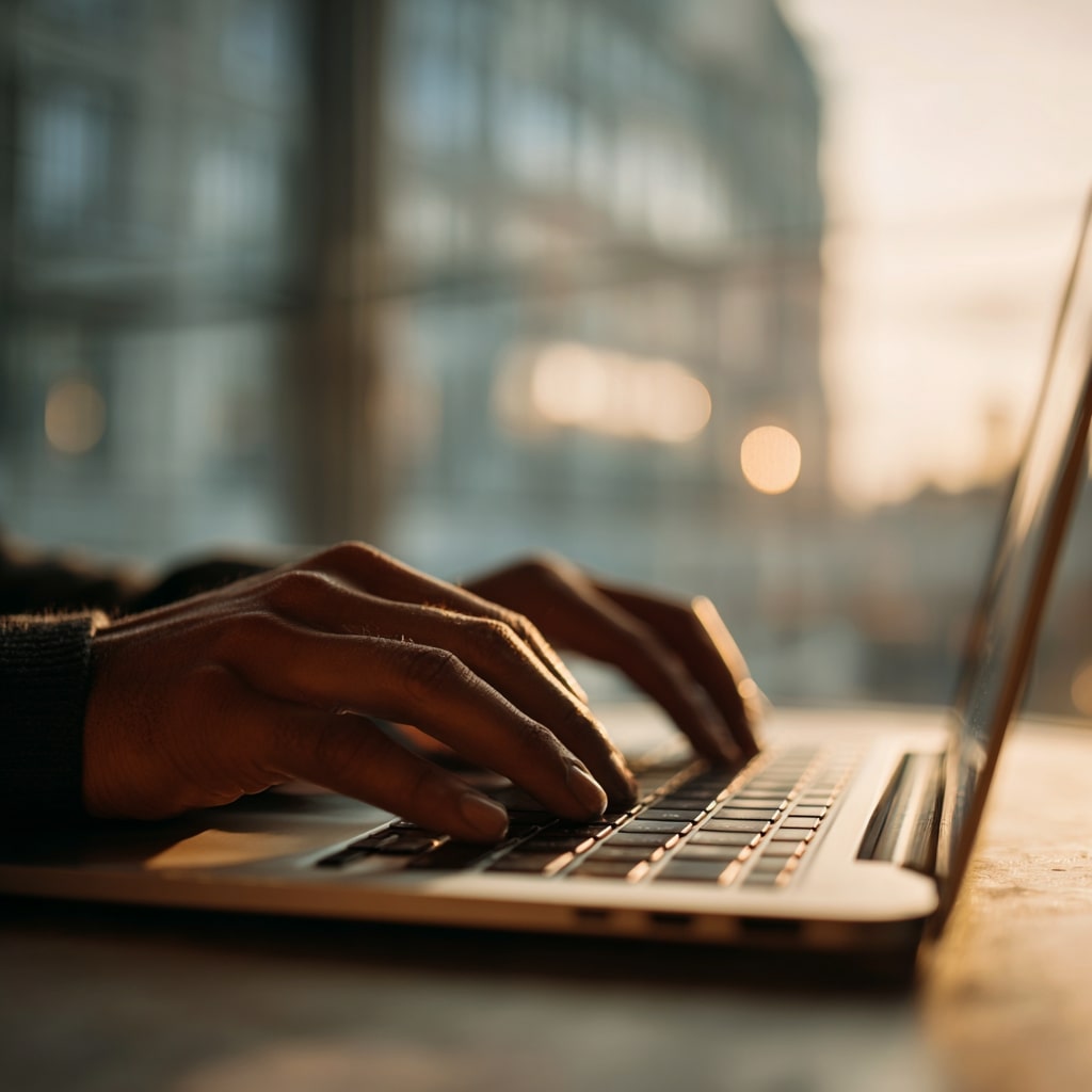 JuriUp - notebook et main qui frappe